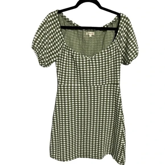 Madewell Jacquard Puff-Sleeve Mini Dress Gingham Check - Picture 3 of 12